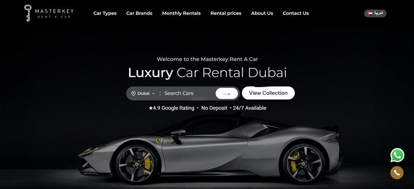 MK Rent A Car homepage built by Mount Digital Technology
